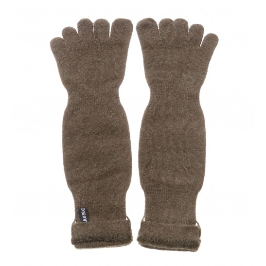 Unisex Cashmere Blend Long Five Finger Socks with Handmade decoration packaged in Signature box